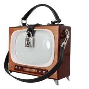 DOLCE & GABBANA Brown Retro TV Limited Edition Leather Handmade Purse